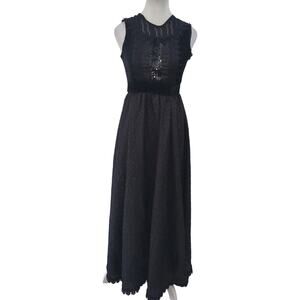 Unbranded Size EST S Black Velvet Fit and Flare Dress Gothic‎ Textured Skirt